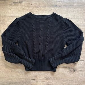 SHEIN Black Cable Knit Crew Neck Sweater